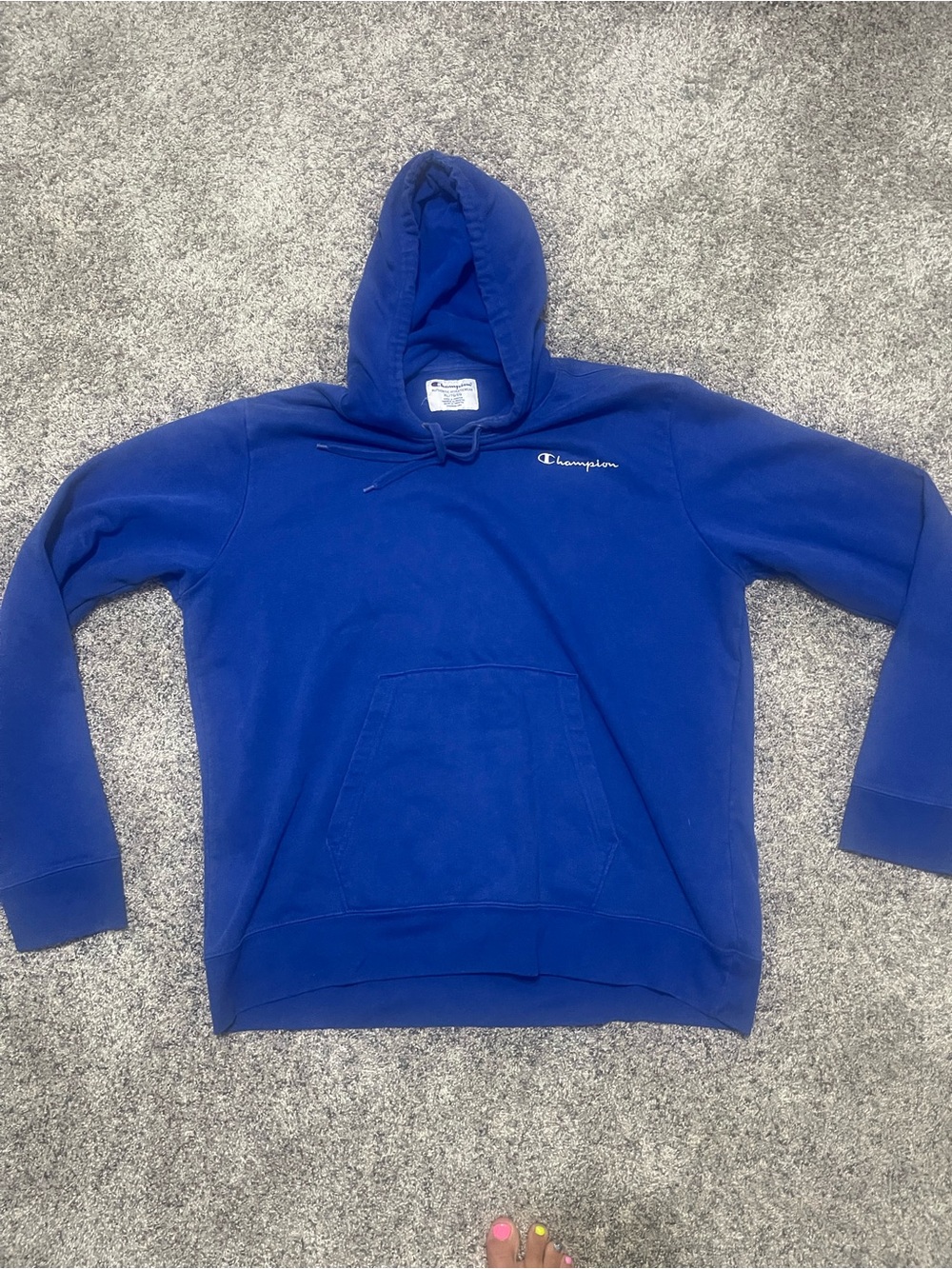 Champion Men's Blue Pullover Hoodie with Subtle Logo
